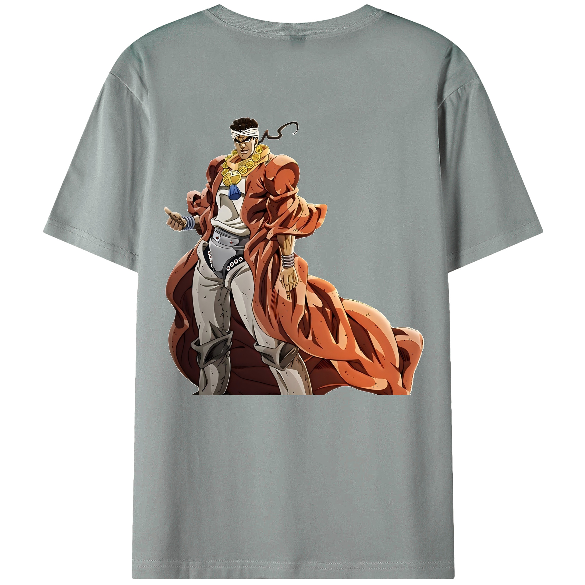 （画像用） ジョジョの奇妙な冒険 ムハンマド?アブドゥル JoJo's Bizarre Adventure Muhammad Avdol 綿100％ メンズ半袖Tシャツ（バックプリント） 通気性